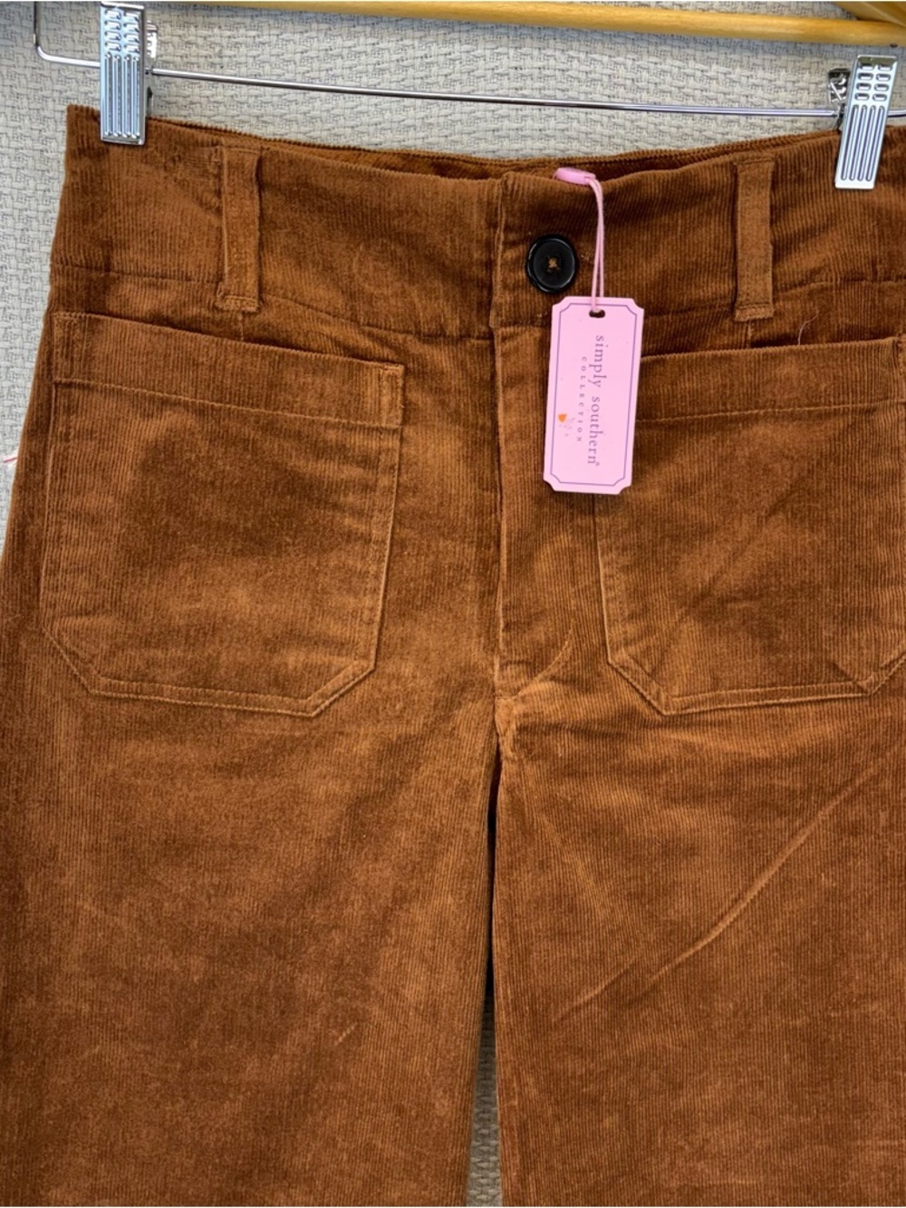 NWT Simply Southern Women’s Brown Corduroy Pants Size Small Boho Spring Preppy - Picture 2 of 10